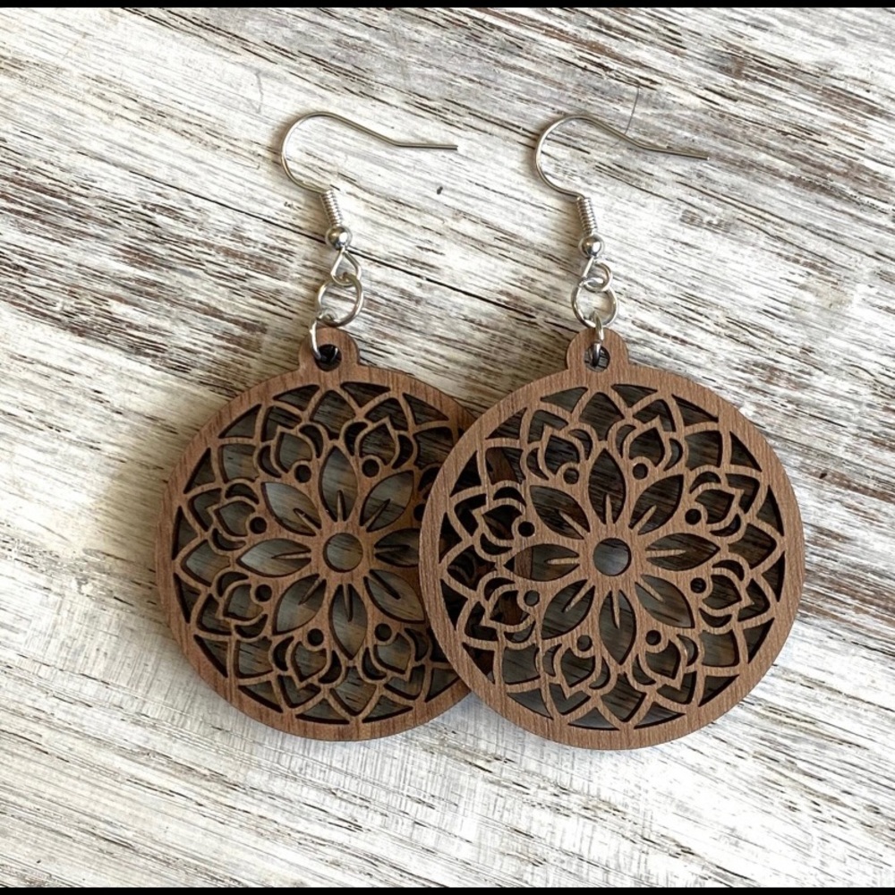 Wooden Mandala Dangles